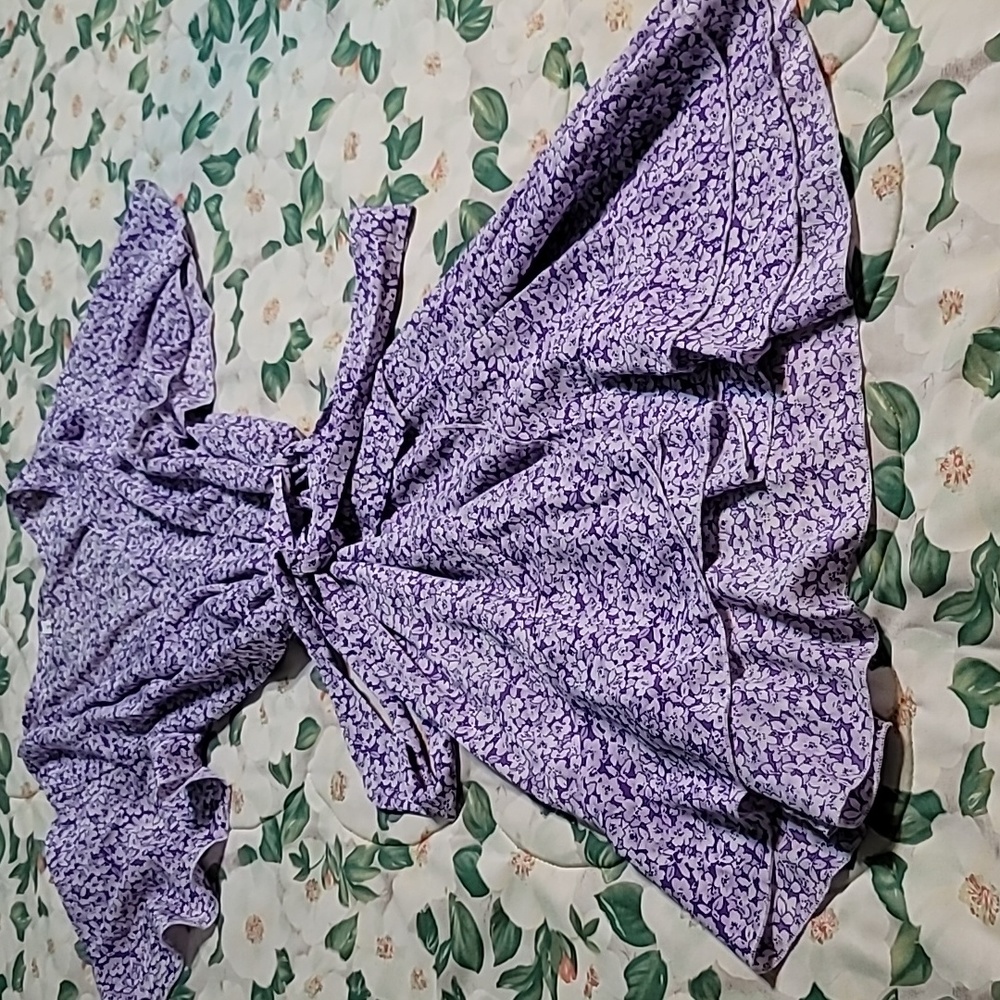 Purple White Floral Dress and Tie Belt